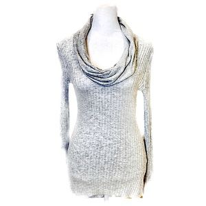 Express Light Gray Fitted Cowl Neck Ribbed Sweater, Women’s Size Small.